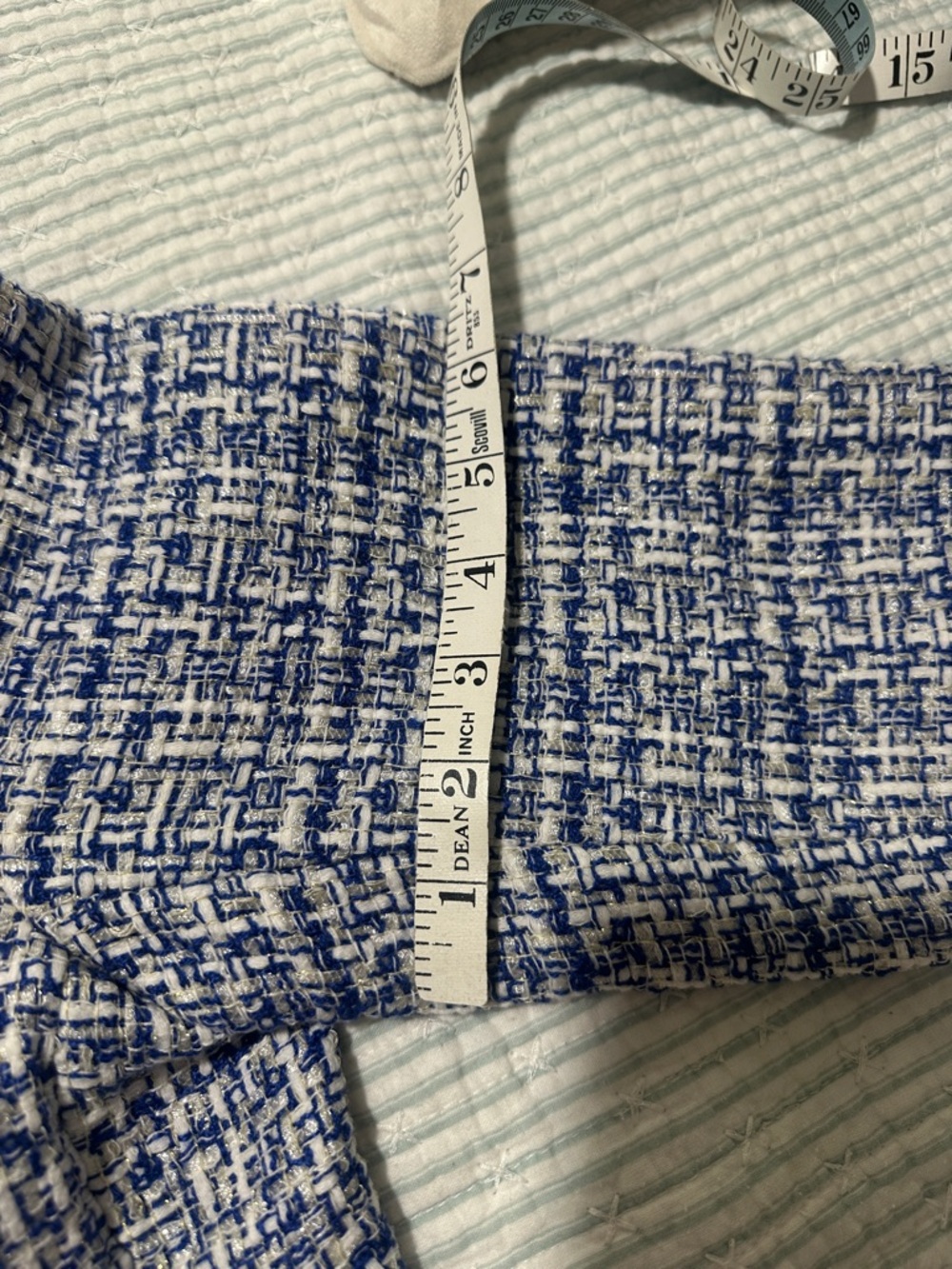Carolina Belle Blue and White Tweed Fringed Blazer - Picture 7 of 7